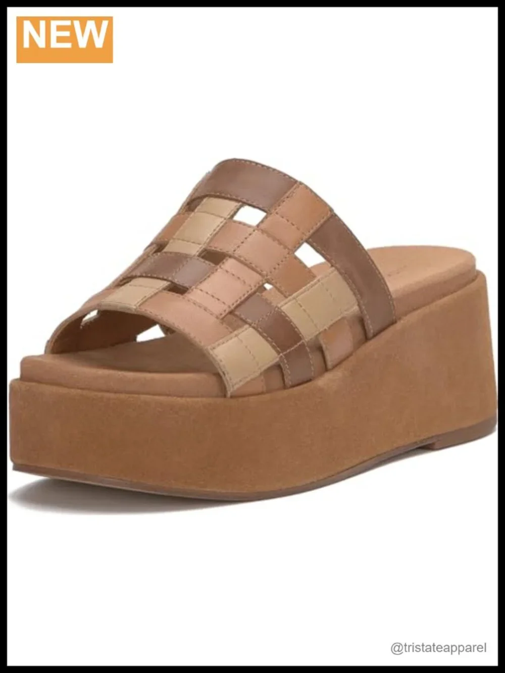 Woven Platform Sandal Leather Upper Slip-On Slingback Open Toe